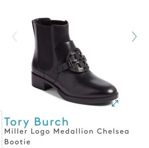 SOLD Tory Burch Miller Logo Chelsea Leather Bootie